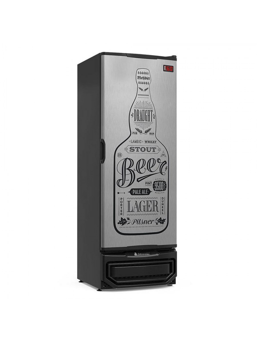 Cervejeira Visa Cooler Refrigerador Vertical Porta Cega Adesivada Inox 410L GRBA-400 gw ti