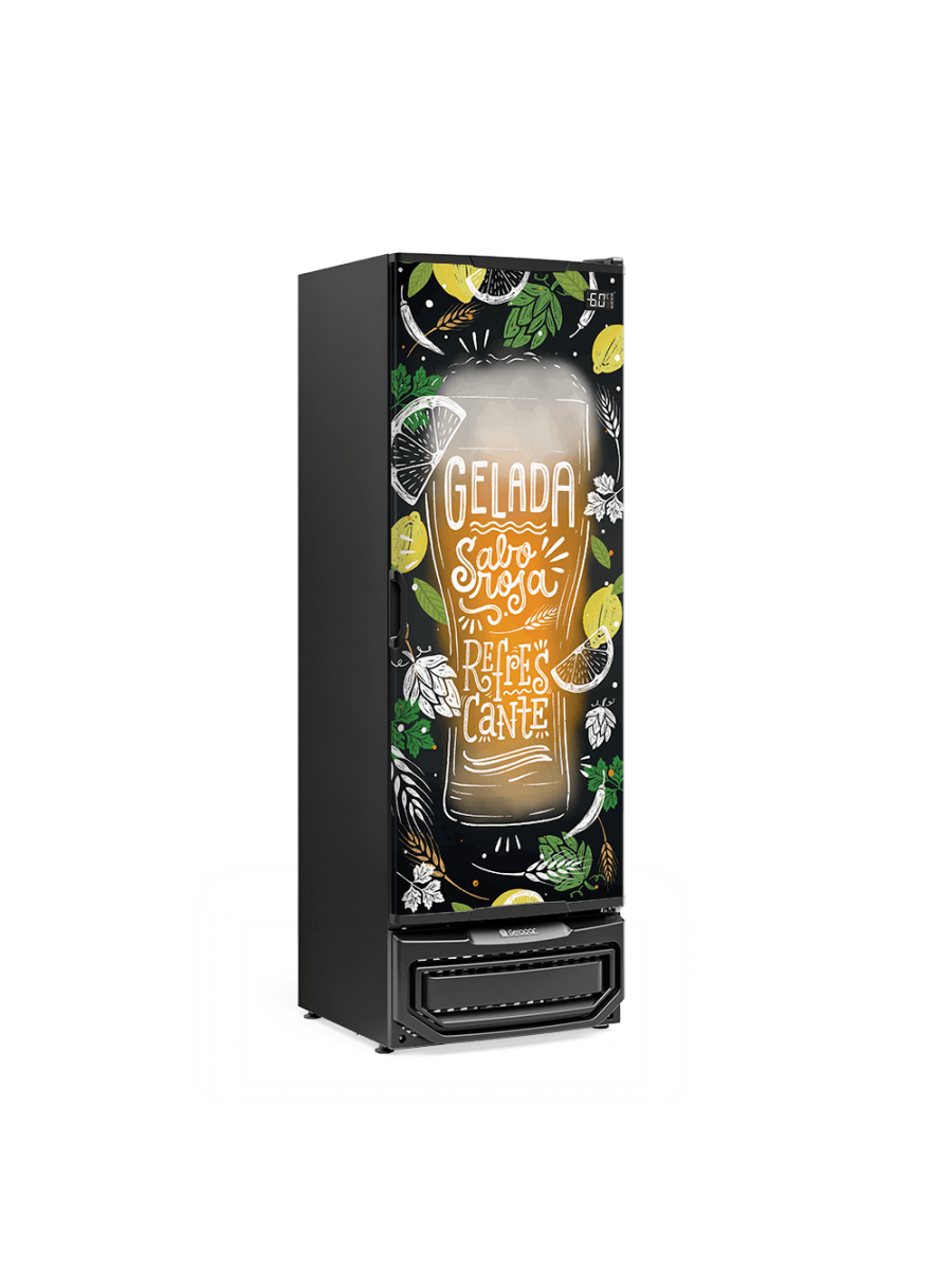 Cervejeira GCB-50 pr 450L Porta Cega Adesivada Frost Free Fechamento Automático Gelopar