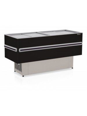 EXPOSITOR ILHA POP DUPLA AÇÃO VIDRO RETO DESLIZANTE COLARINHO PVC 